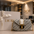White Monogram Shoulder Bag for Girls with Gold Hardware