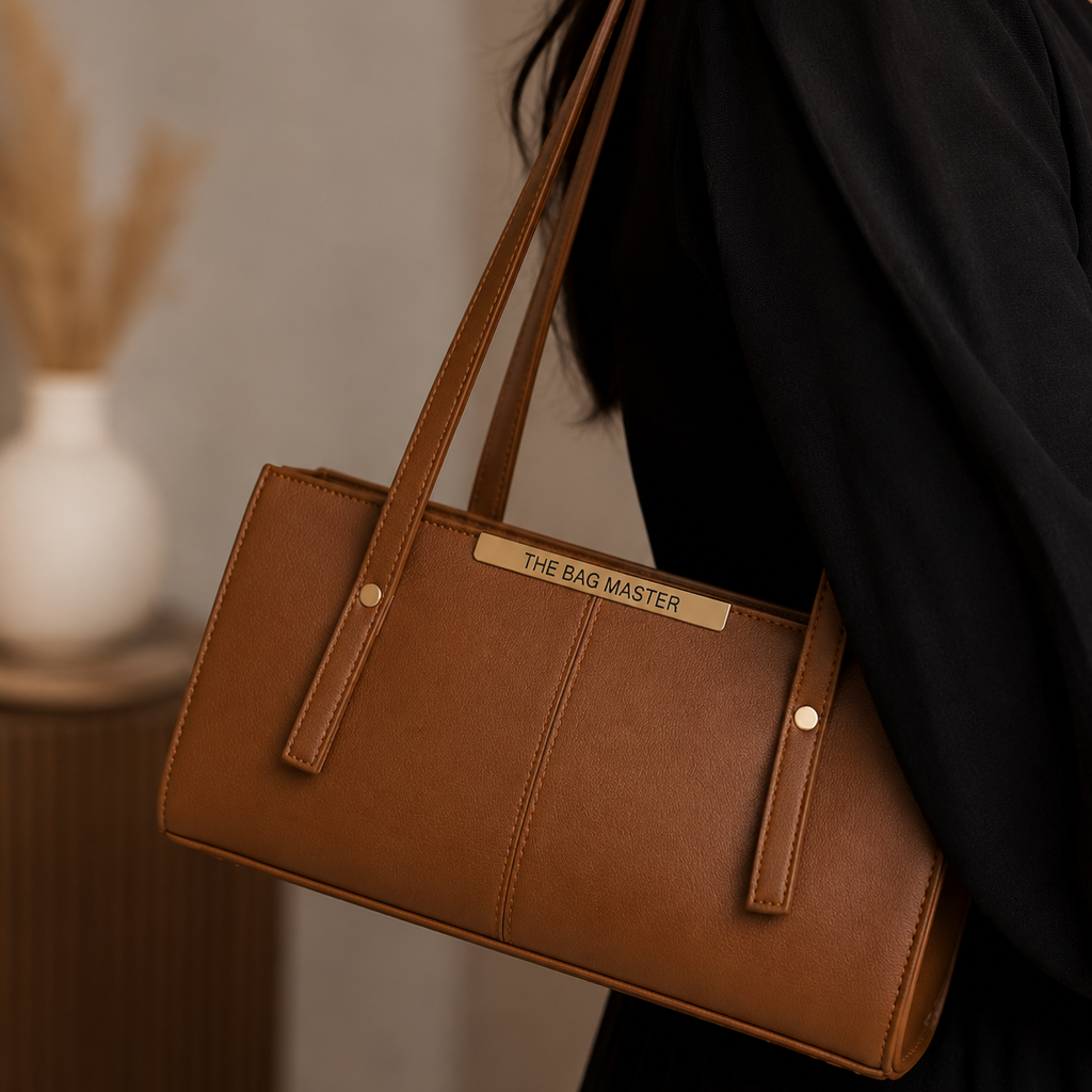 Girl's Brown Leather Top Handle Bag