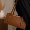 Girl's Brown Leather Top Handle Bag