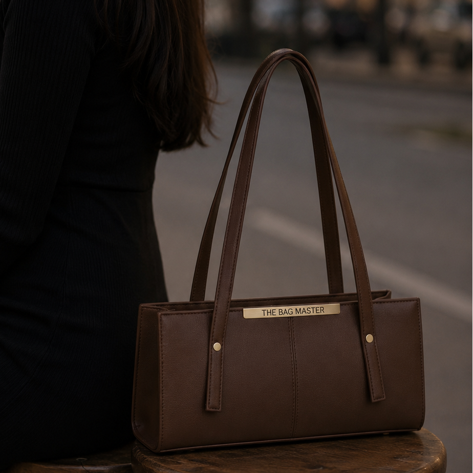 Girl's Brown Leather Top Handle Bag