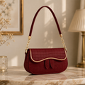Mahroom Maroon Leather Shoulder Bag for Girls