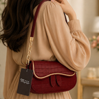 Mahroom Maroon Leather Shoulder Bag for Girls