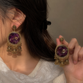 Fancy Antique Gold Earrings for Women 2 Pcs