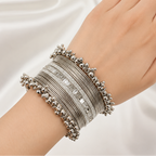 Nagina Kara Bangle Set Silver Finish Wedding Party Wear
