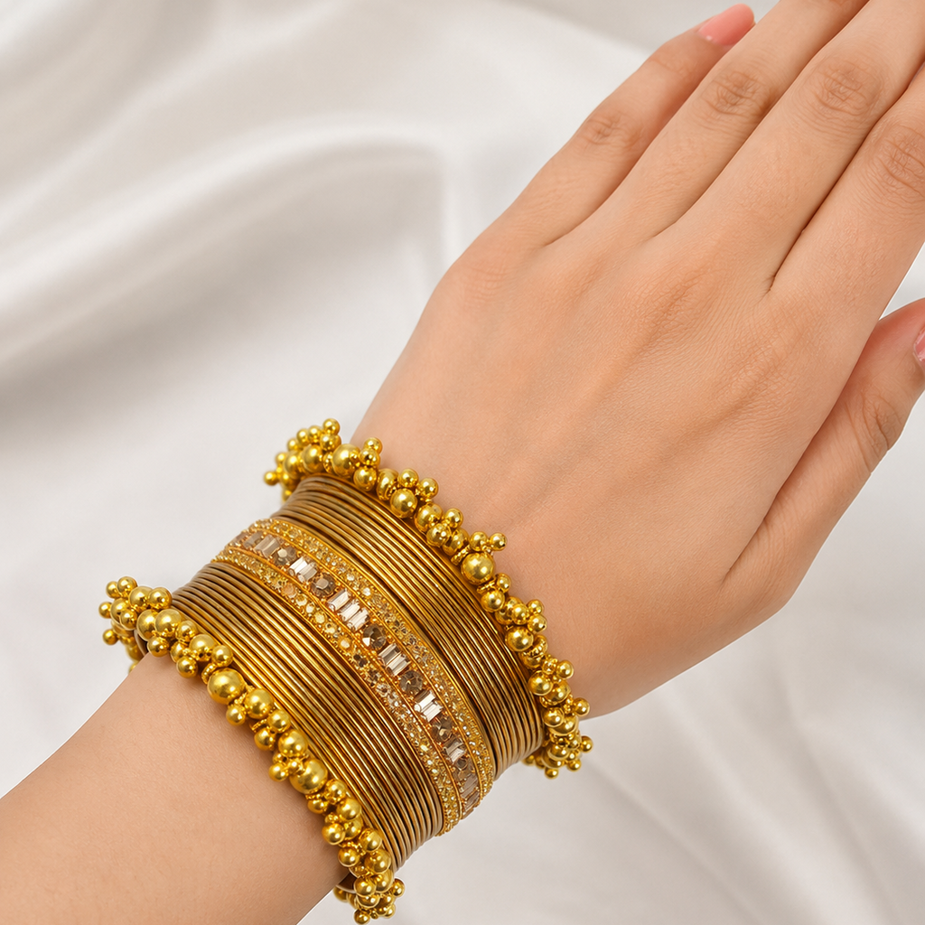 Nagina Kara Bangle Set Silver Finish Wedding Party Wear