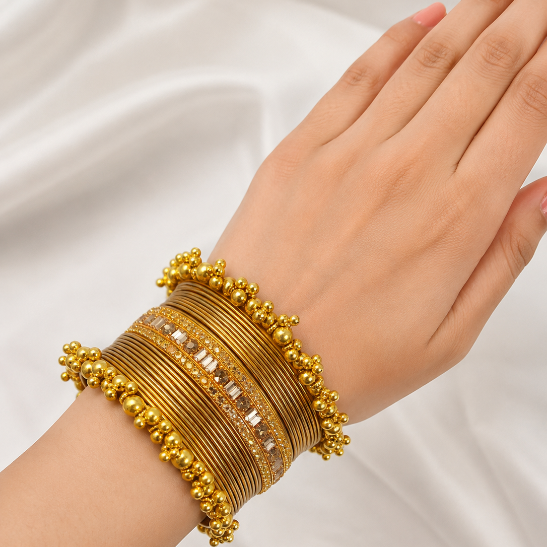 Nagina Kara Bangle Set Silver Finish Wedding Party Wear