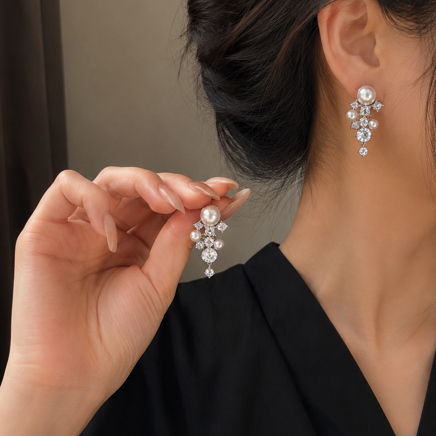 Silver Plated Pearl Earrings for Women