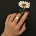 Modern Gold Plated Rings Set 6 Pcs Adjustable Fashion Jewelry
