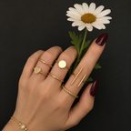 Modern Gold Plated Rings Set 6 Pcs Adjustable Fashion Jewelry