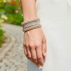 Silver Plated Crystal Kara Bangles Set of 6 for Women