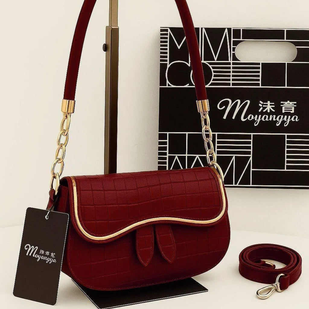 Mahroom Maroon Leather Shoulder Bag for Girls