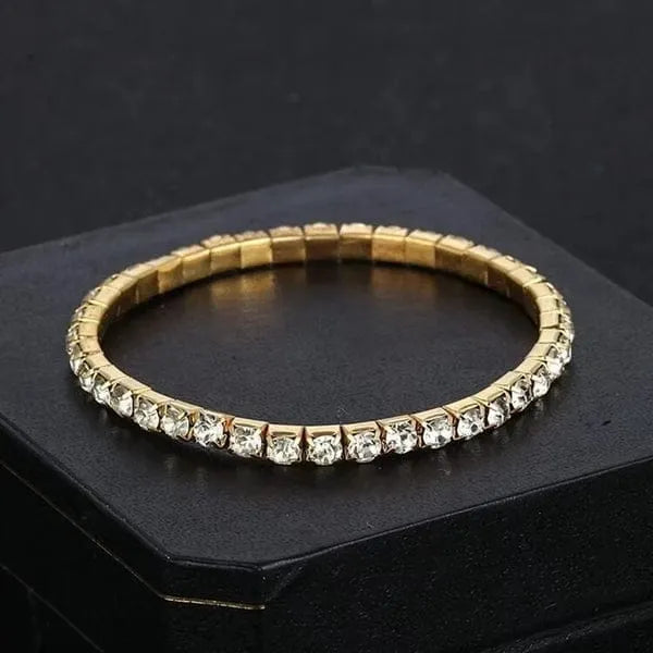Silver Kara Bangle with Crystal Detail for Women