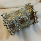 Nagina Kara Bangle Set Silver Finish Wedding Party Wear