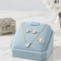 Butterfly Necklace Set Gold Tones Lightweight Alloy for Women