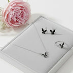 Butterfly Necklace Set Gold Tones Lightweight Alloy for Women
