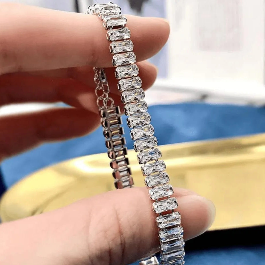 Silver Sparkling Korean Chain Bracelet for Women