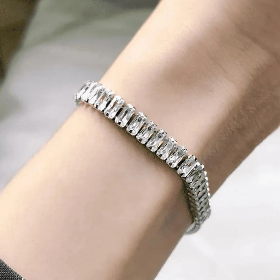 Silver Sparkling Korean Chain Bracelet for Women