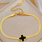 Black Golden Clover Bracelet for Women