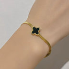 Black Golden Clover Bracelet for Women