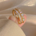 Gold Plated Adjustable Stone Ring for Women Daily Wear Fashion