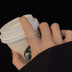 Gold Plated Adjustable Stone Ring for Women Daily Wear Fashion