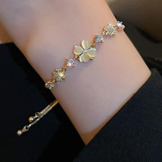 Gold Plated Flower Charm Bracelet for Women