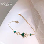 Gold Plated Green Stone Bracelet for Women