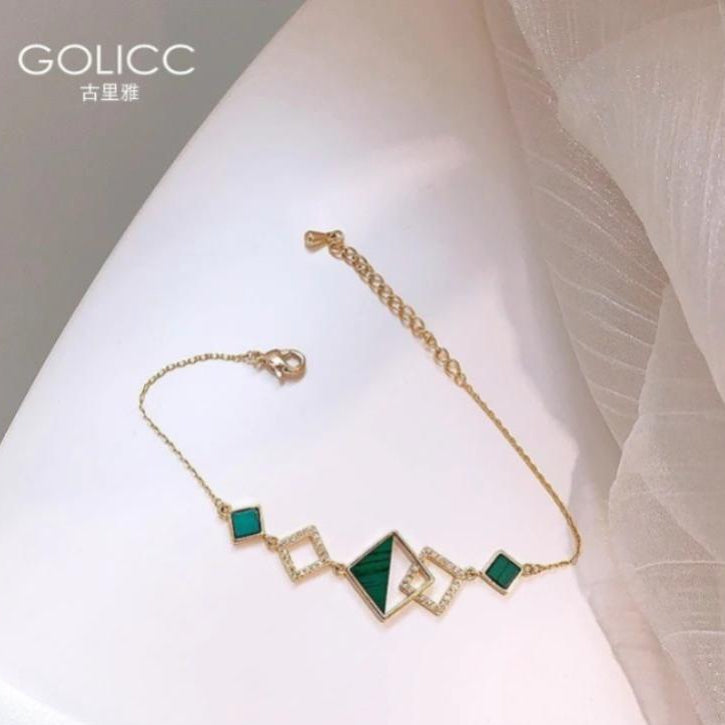 Gold Plated Green Stone Bracelet for Women