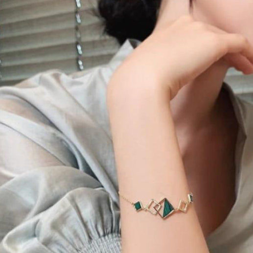 Gold Plated Green Stone Bracelet for Women