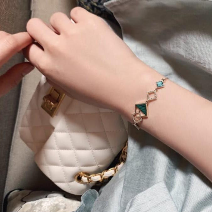 Gold Plated Green Stone Bracelet for Women