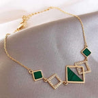 Gold Plated Green Stone Bracelet for Women