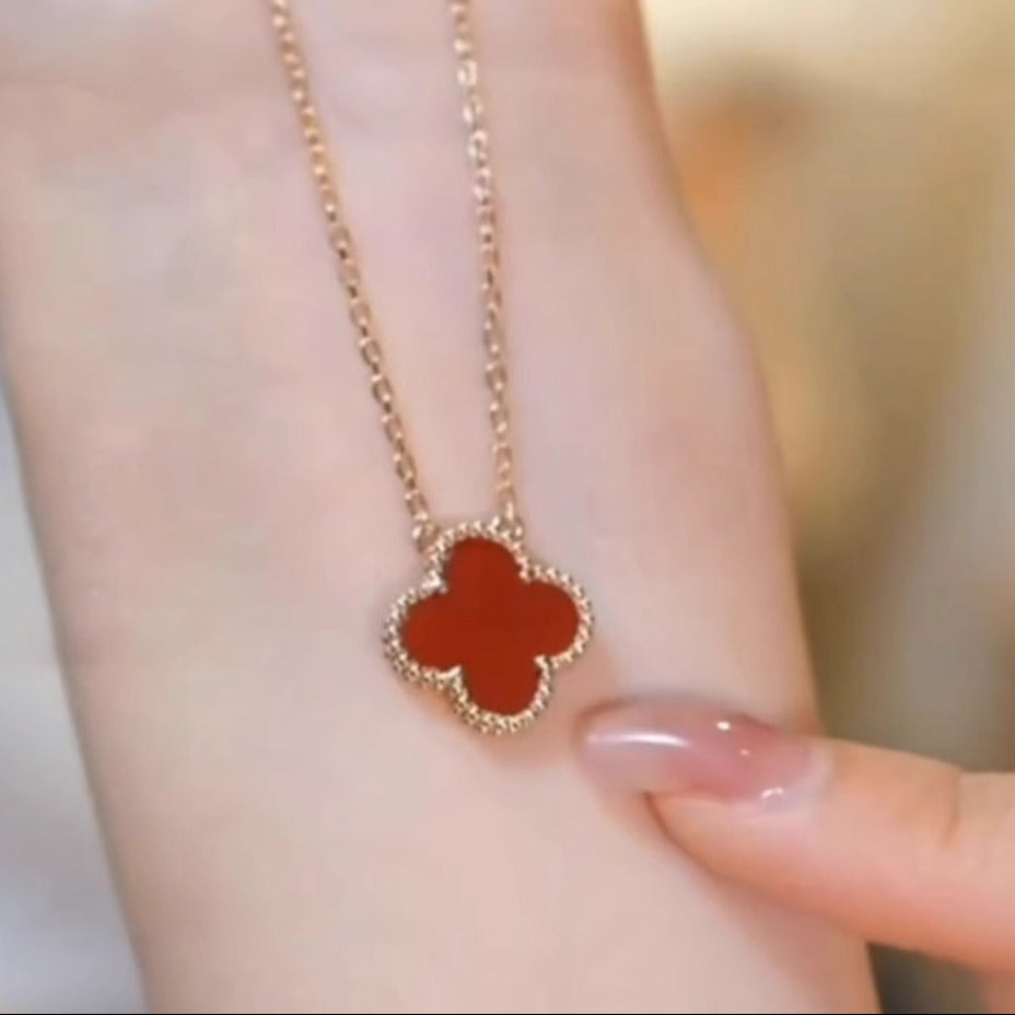 Red Four-Leaf Clover Necklace for Women