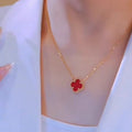 Red Four-Leaf Clover Necklace for Women