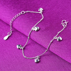 Silver Heart Anklet for Girls Minimalist Jewelry
