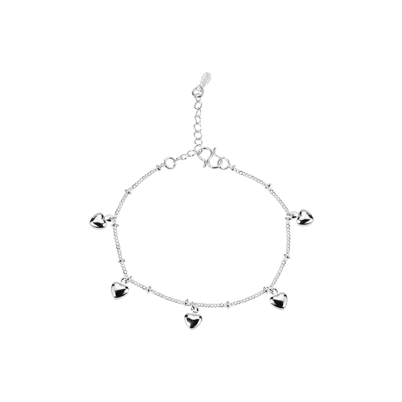 Silver Heart Anklet for Girls Minimalist Jewelry