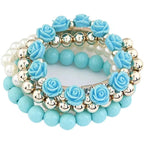 Multi Layer Mint Green Rose Bracelet Set for Women