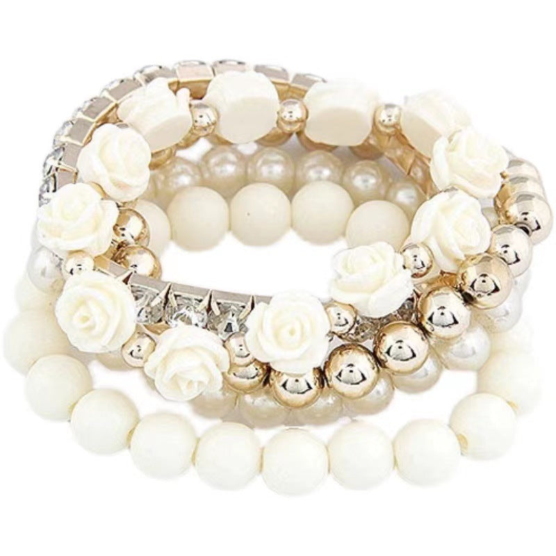 Multi Layer Mint Green Rose Bracelet Set for Women