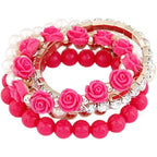 Multi Layer Mint Green Rose Bracelet Set for Women