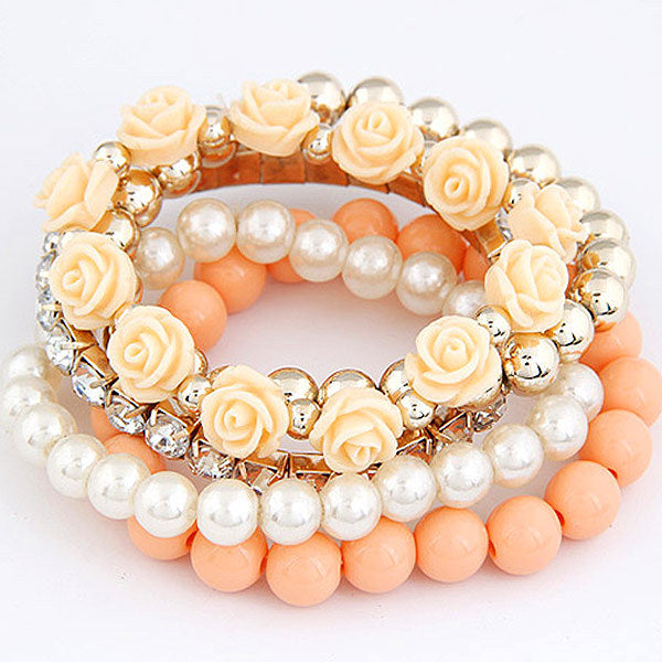 Multi Layer Mint Green Rose Bracelet Set for Women