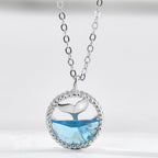 925 Sterling Silver Mermaid Tail Necklace Blue Zirconium Pendant