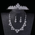 Pakistani Bridal Crown Necklace Earrings Set with Rhinestones