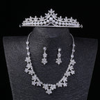 Pakistani Bridal Crown Necklace Earrings Set with Rhinestones