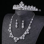 Pakistani Bridal Crown Necklace Earrings Set with Rhinestones