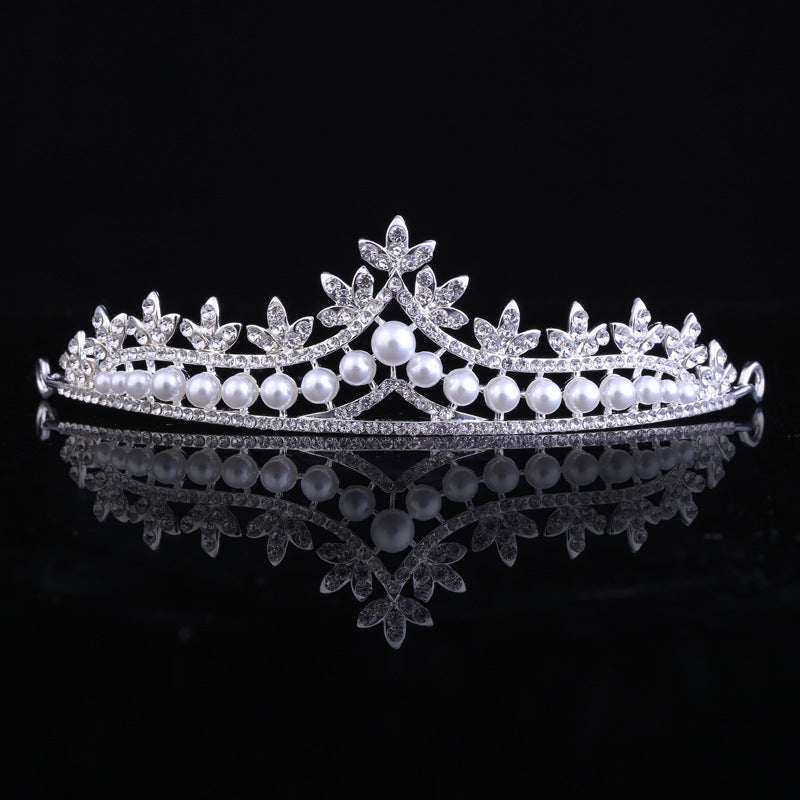 Pakistani Bridal Crown Necklace Earrings Set with Rhinestones