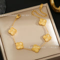 Gold Four Leaf Clover Bracelet for Women