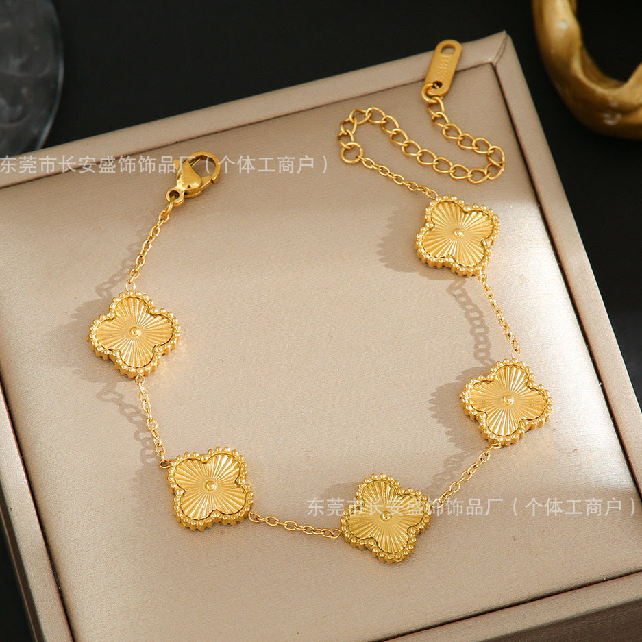 Gold Four Leaf Clover Bracelet for Women
