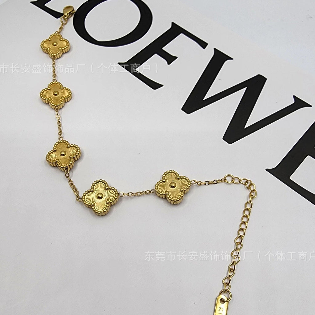 Gold Four Leaf Clover Bracelet for Women