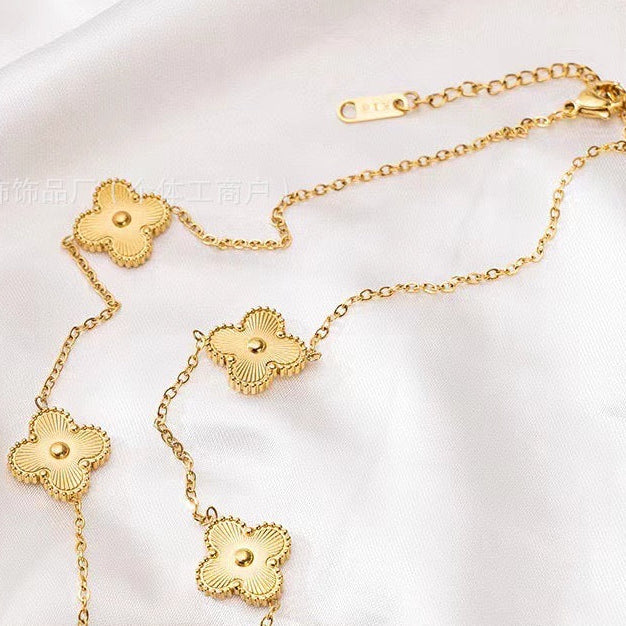 Gold Four Leaf Clover Bracelet for Women